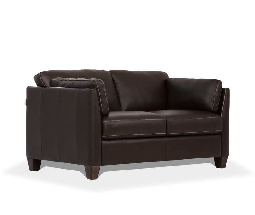 Matias Chocolate Leather Loveseat - Olympia Furniture (Saint George, Utah)