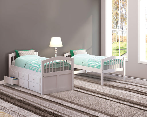 Micah White Bunk Bed & Trundle (Twin/Twin) - Olympia Furniture (Saint George, Utah)