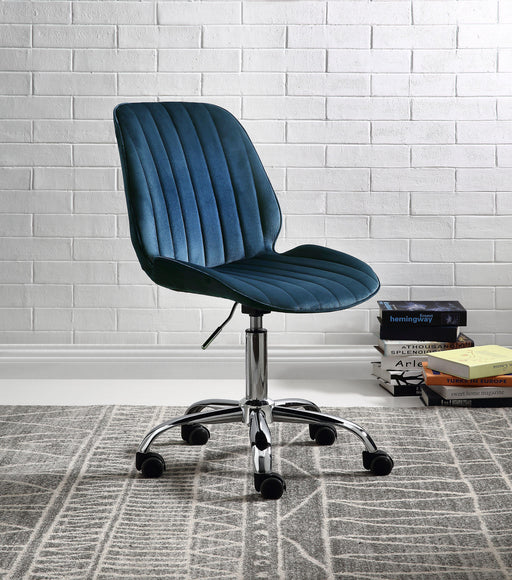 Muata Twilight Blue Velvet & Chrome Office Chair - Olympia Furniture (Saint George, Utah)