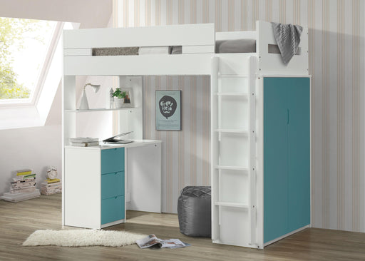 Nerice White & Teal Loft Bed - Olympia Furniture (Saint George, Utah)