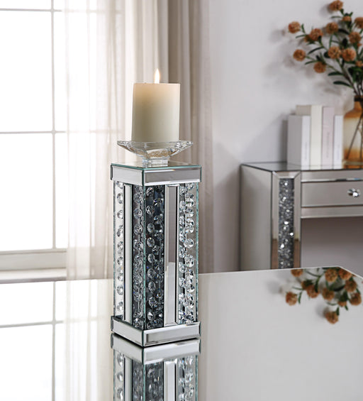 Nysa Mirrored & Faux Crystals Accent Candleholder - Olympia Furniture (Saint George, Utah)