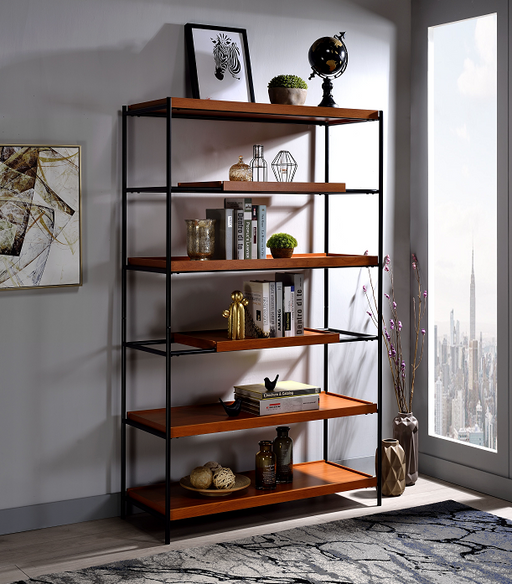Oaken Honey Oak & Black Bookshelf - Olympia Furniture (Saint George, Utah)