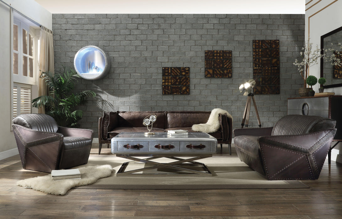 Porchester Distress Chocolate Top Grain Leather Sofa - Olympia Furniture (Saint George, Utah)