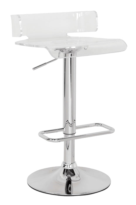 Rania Clear & Chrome Adjustable Stool (1Pc) - Olympia Furniture (Saint George, Utah)