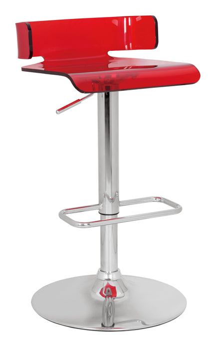 Rania Red & Chrome Adjustable Stool (1Pc) - Olympia Furniture (Saint George, Utah)