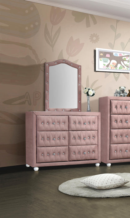 Reggie Pink Fabric Mirror - Olympia Furniture (Saint George, Utah)
