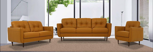 Radwan Pesto Camel Leather 3-Piece Living Room Set - Olympia Furniture (Saint George, Utah)