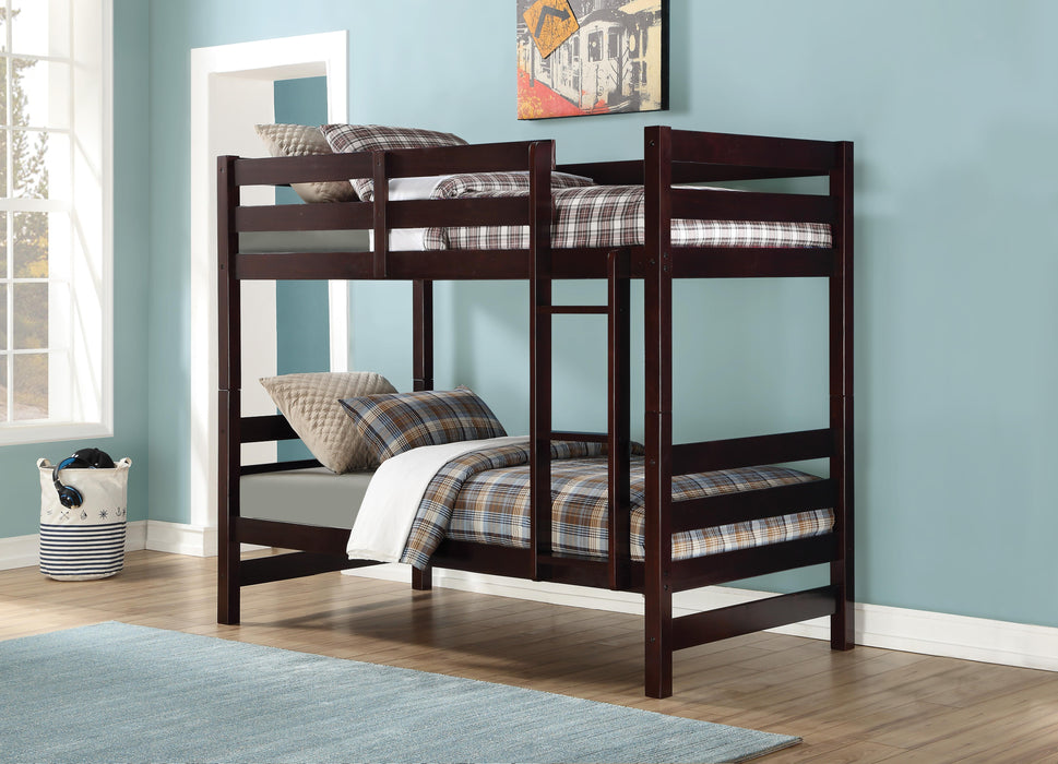 Ronnie Espresso Bunk Bed (Twin/Twin) - Olympia Furniture (Saint George, Utah)