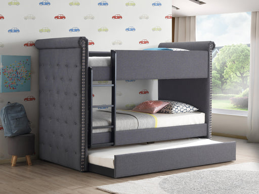 Romana II Gray Fabric Bunk Bed & Trundle (Twin/Twin) - Olympia Furniture (Saint George, Utah)