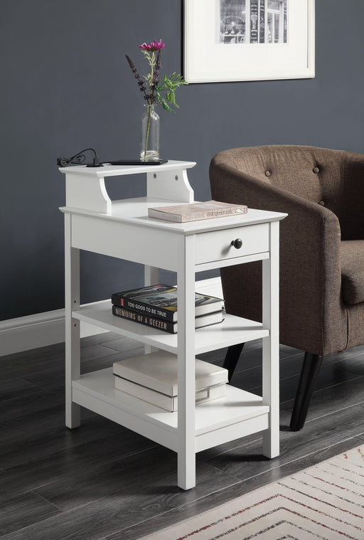 Slayer White Side Table (USB Charging Dock) - Olympia Furniture (Saint George, Utah)
