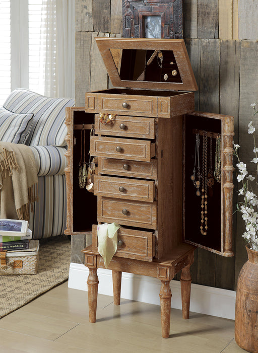 Taline Weathered Oak Jewelry Armoire - Olympia Furniture (Saint George, Utah)