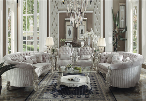 Versailles Ivory Velvet & Bone White Sofa w/5 Pillows - Olympia Furniture (Saint George, Utah)