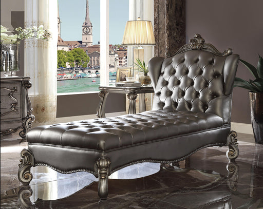 Versailles Silver PU & Antique Platinum Chaise - Olympia Furniture (Saint George, Utah)