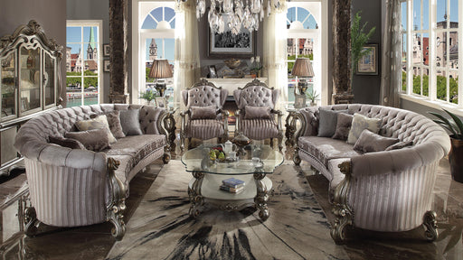 Versailles Velvet & Antique Platinum Sofa w/5 Pillows - Olympia Furniture (Saint George, Utah)
