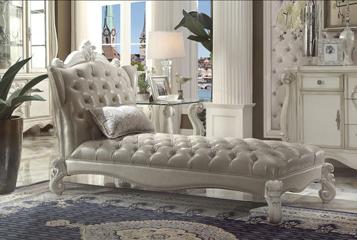 Versailles Vintage Gray PU & Bone White Chaise & Pillow - Olympia Furniture (Saint George, Utah)