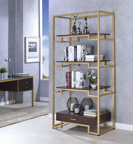 Yumia Gold & Clear Glass Bookshelf - Olympia Furniture (Saint George, Utah)