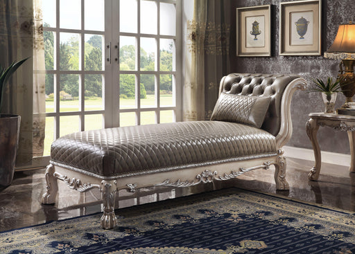 Dresden Vintage Bone White & PU Chaise w/1 Pillow - Olympia Furniture (Saint George, Utah)
