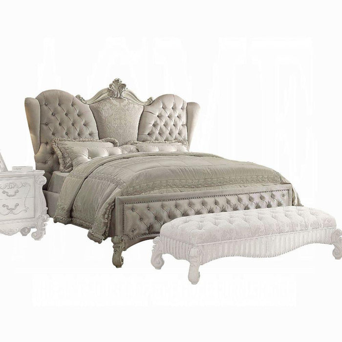 Versailles Ivory Velvet & Bone White California King Bed - Olympia Furniture (Saint George, Utah)