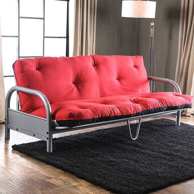 Aksel Black/Red Futon Mattress, Black, Red & Gray - Olympia Furniture (Saint George, Utah)