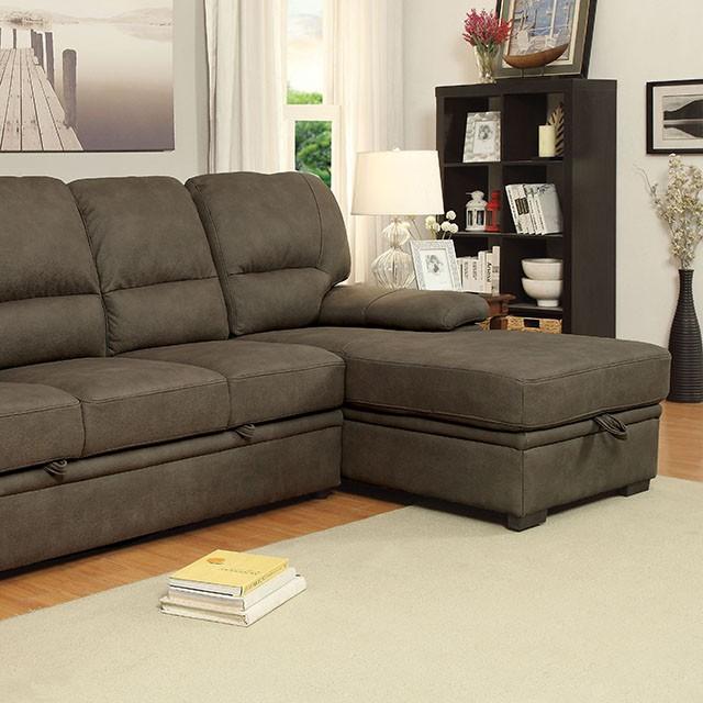 ALCESTER Brown & Gray Sectional w/ Sleeper, Ash - Olympia Furniture (Saint George, Utah)