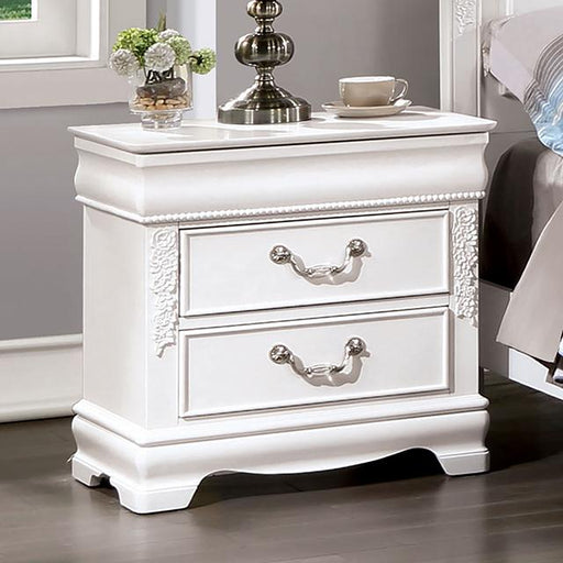 ALECIA Night Stand w/ USB, White - Olympia Furniture (Saint George, Utah)