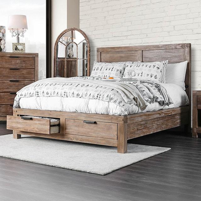 Wynton Weathered Light Oak Cal.King, E.King, & Queen Bed - Olympia Furniture (Saint George, Utah)