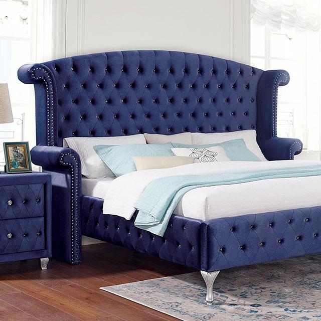 ALZIR Cal.King, E.King, & Queen Bed, Blue - Olympia Furniture (Saint George, Utah)