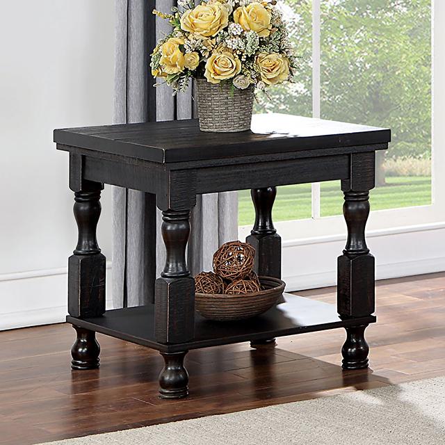 CALANDRA End Table, Antique Black - Olympia Furniture (Saint George, Utah)