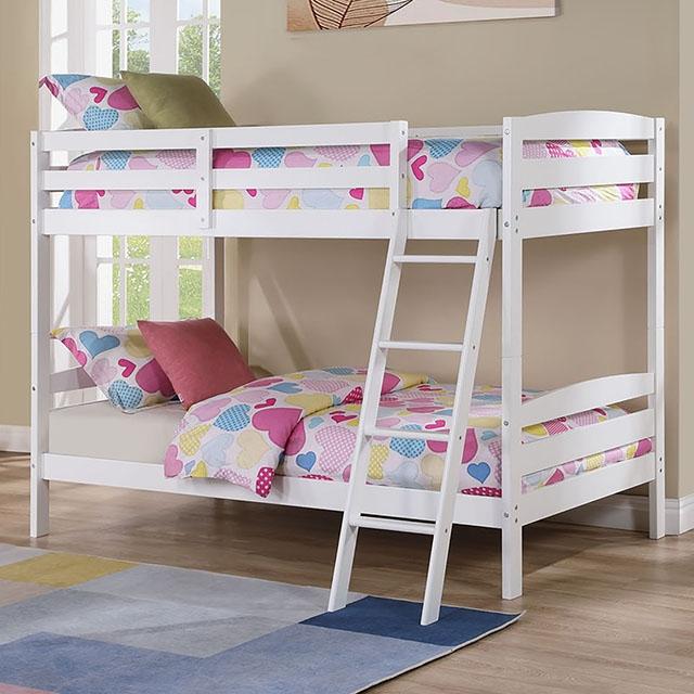 Candice Twin/Twin Bunk Bed White & Gray - Olympia Furniture (Saint George, Utah)