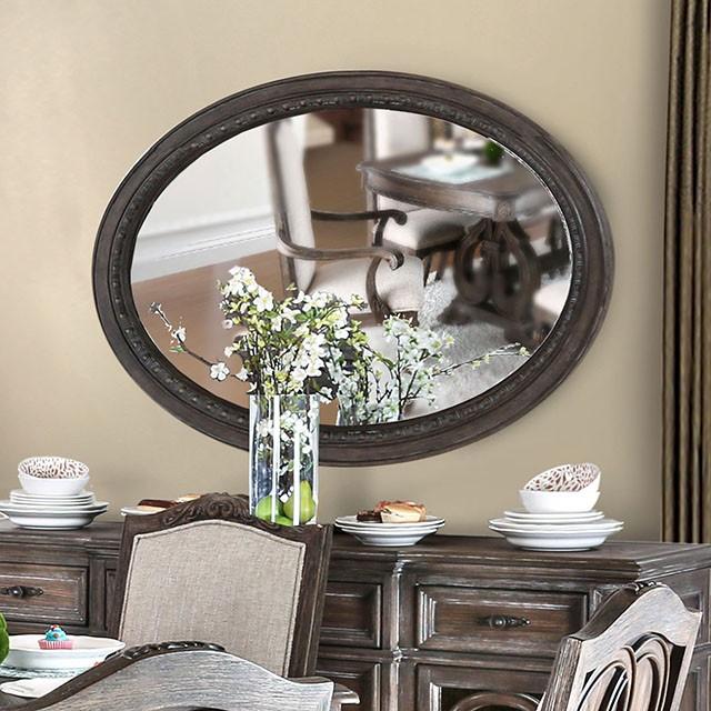 ARCADIA Rustic Natural Tone Mirror, Oval - Olympia Furniture (Saint George, Utah)
