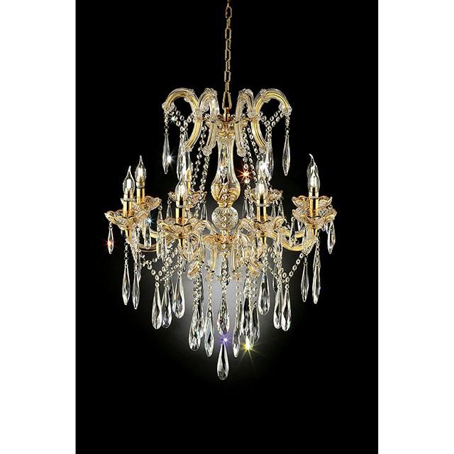 Christiana Gold 35"H Ceiling Lamp Gold, Hanging Crystal - Olympia Furniture (Saint George, Utah)