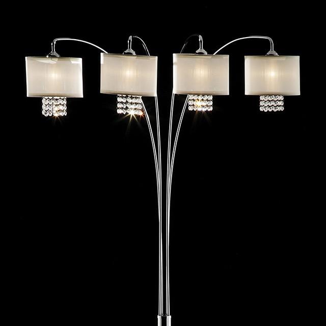 Claris Ivory/Chrome Arch Lamp, Hanging Crystal - Olympia Furniture (Saint George, Utah)