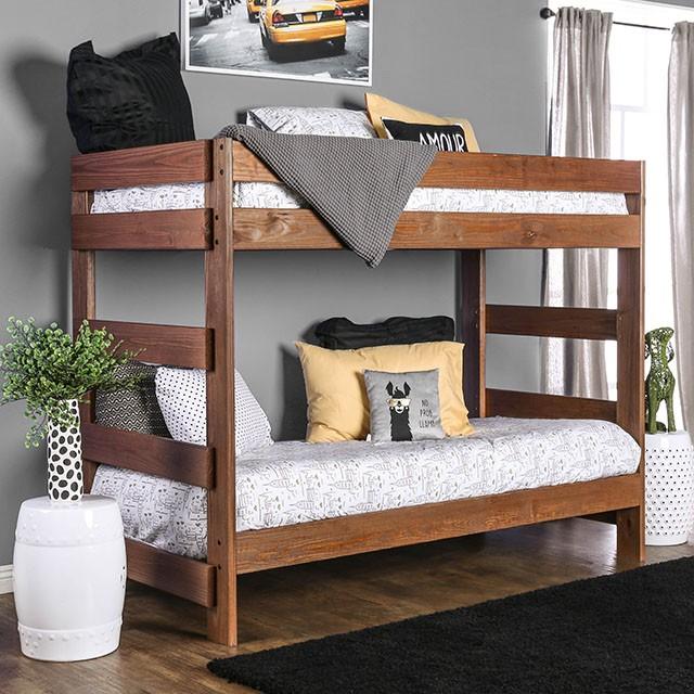 Arlette Twin/Twin Bunk Bed Brown, Black, Gray, & White - Olympia Furniture (Saint George, Utah)
