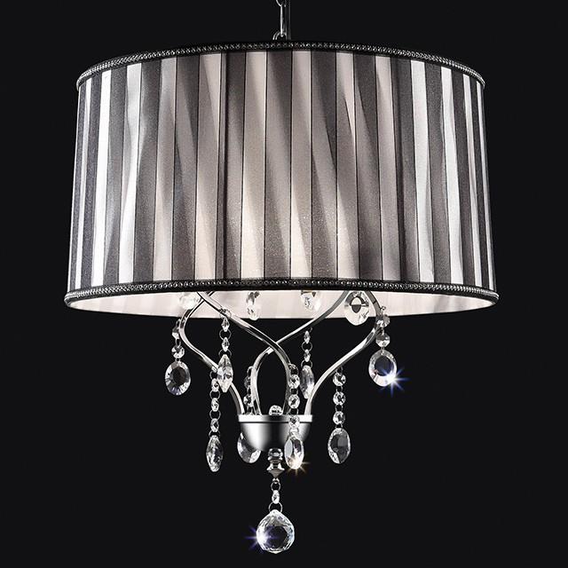 Arya Black/Chrome Ceiling Lamp, Hanging Crystal - Olympia Furniture (Saint George, Utah)