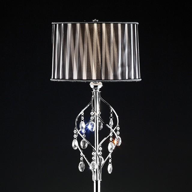 Arya Black/Chrome Floor Lamp, Hanging Crystal - Olympia Furniture (Saint George, Utah)