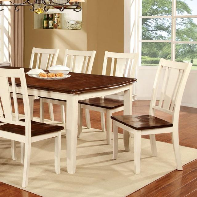 DOVER Vintage White/Cherry Dining Table w/ 18" Leaf - Olympia Furniture (Saint George, Utah)