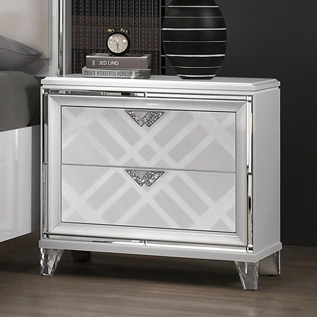 EMMELINE Night Stand w/ USB, White - Olympia Furniture (Saint George, Utah)