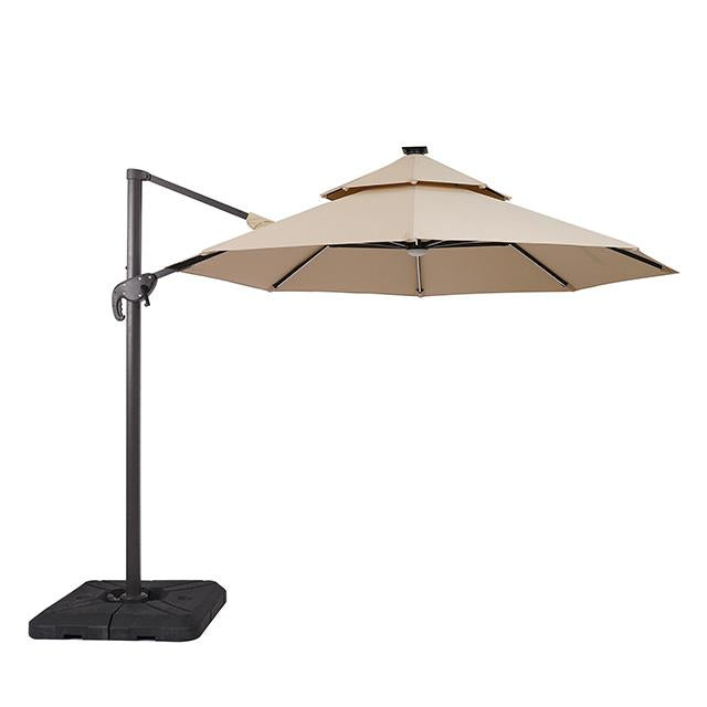 Fera 10 Ft Round Umbrella w/ LED Bulb + 37" Large Base - Olympia Furniture (Saint George, Utah)