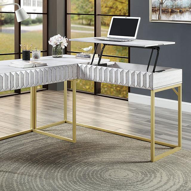 FREIBURG Corner Desk, Antique White - Olympia Furniture (Saint George, Utah)