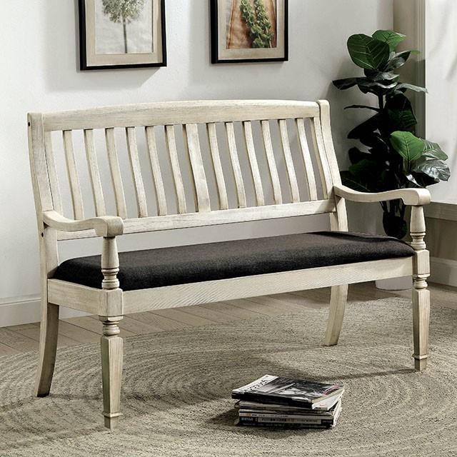 Georgia Antique White/Gray Love Seat Bench - Olympia Furniture (Saint George, Utah)