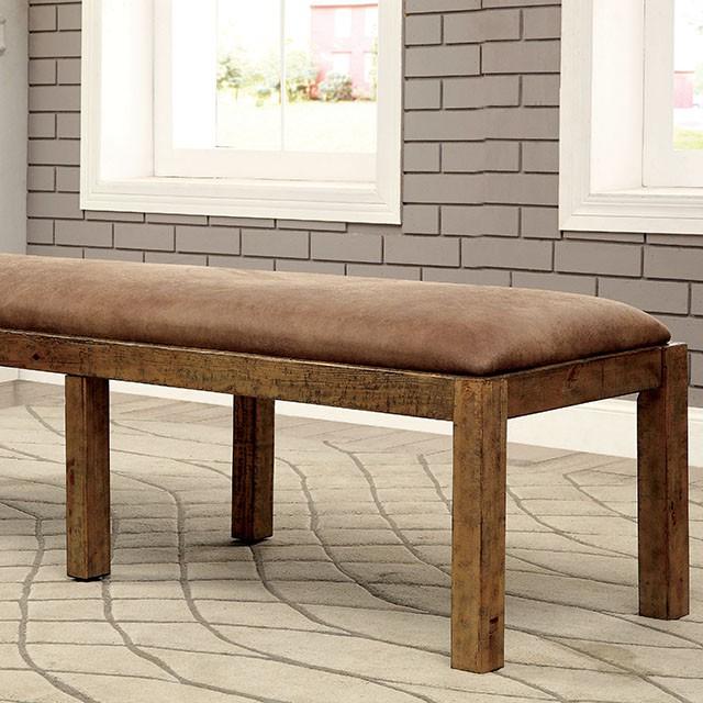 GIANNA Rustic Pine Fabric Bench - Olympia Furniture (Saint George, Utah)