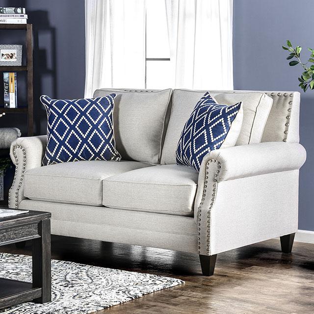 Giovanni Beige/Blue Love Seat - Olympia Furniture (Saint George, Utah)