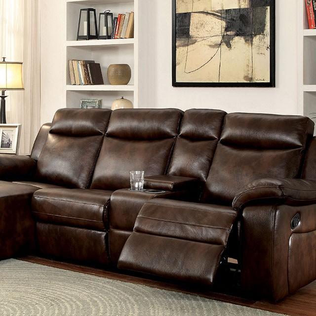 Hardy Brown Sectional w/ Console, Brown - Olympia Furniture (Saint George, Utah)