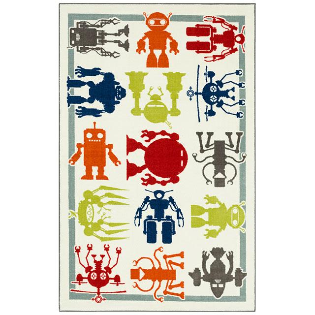 BARON 5' X 8', Area Rug, Robots, Multi/Ivory - Olympia Furniture (Saint George, Utah)