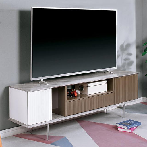 BLAIR 70" TV Console, White/Champagne/Gray - Olympia Furniture (Saint George, Utah)