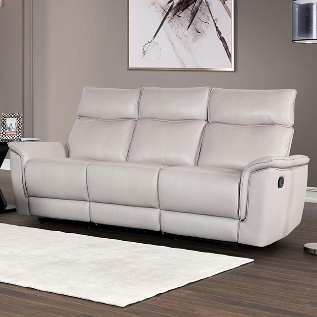 Bienne Sofa Manual Recliner White & Black - Olympia Furniture (Saint George, Utah)