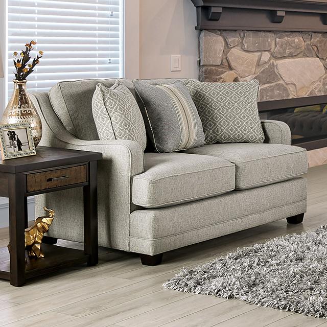 STEPHNEY Loveseat, Gray/Gold - Olympia Furniture (Saint George, Utah)