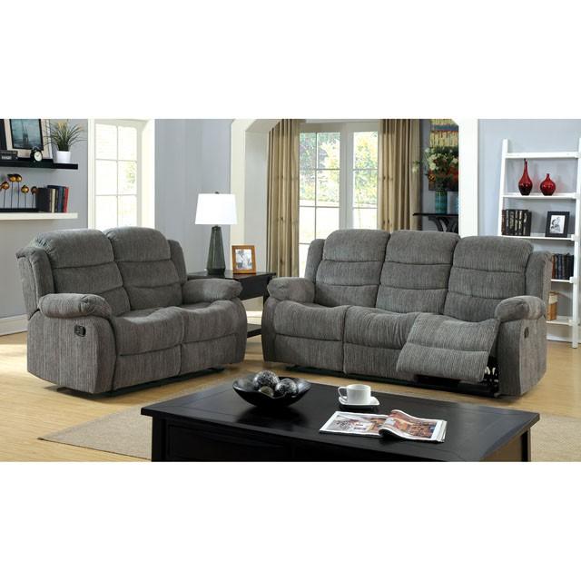 MILLVILLE Gray Love Seat w/ 2 Recliners - Olympia Furniture (Saint George, Utah)