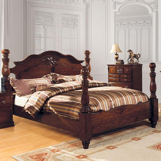 Tuscan II Glossy Dark Pine Cal.King, E.King, & Queen Bed - Olympia Furniture (Saint George, Utah)