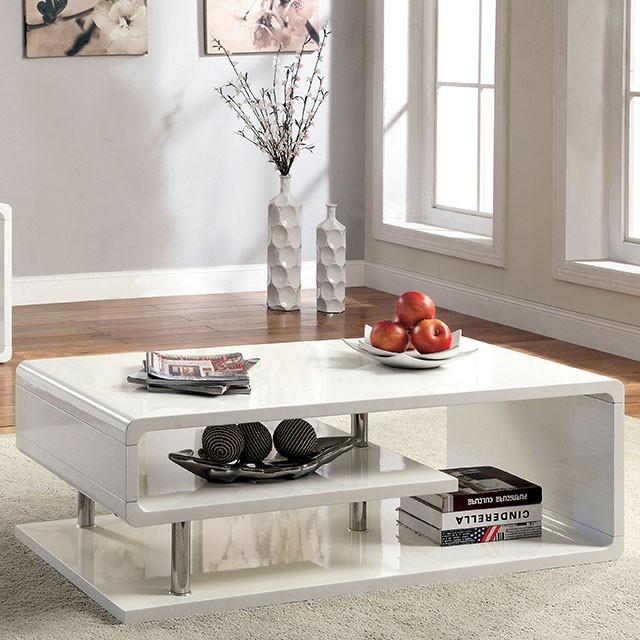 Ninove I White/Chrome Coffee Table - Olympia Furniture (Saint George, Utah)